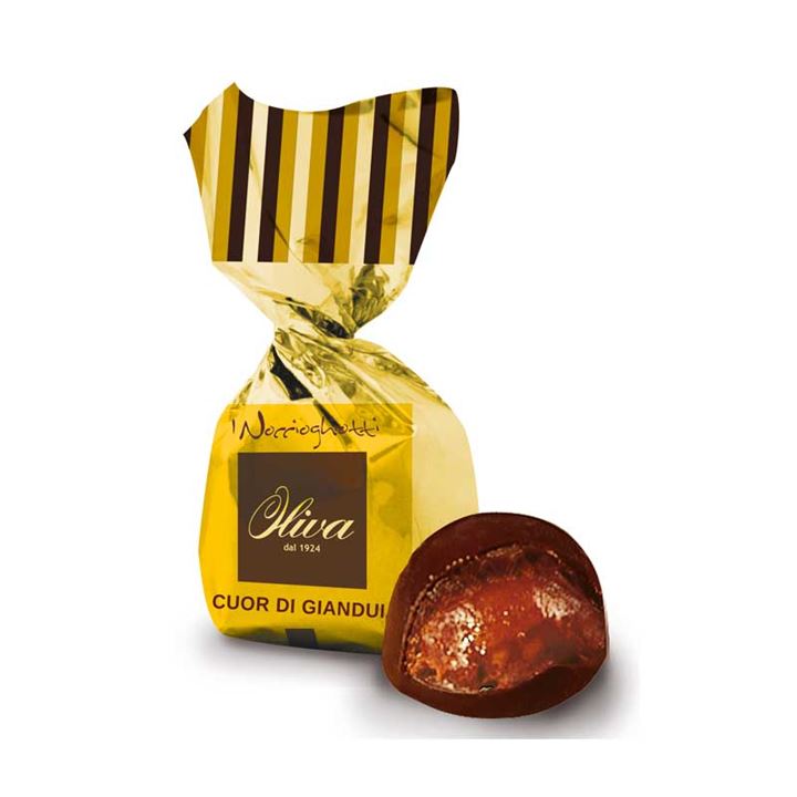 Bild på Mjölkchokladpralin med giandujafyllning & hasselnötskrisp