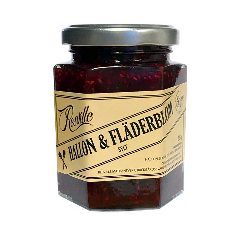 Hallon- och flädersylt