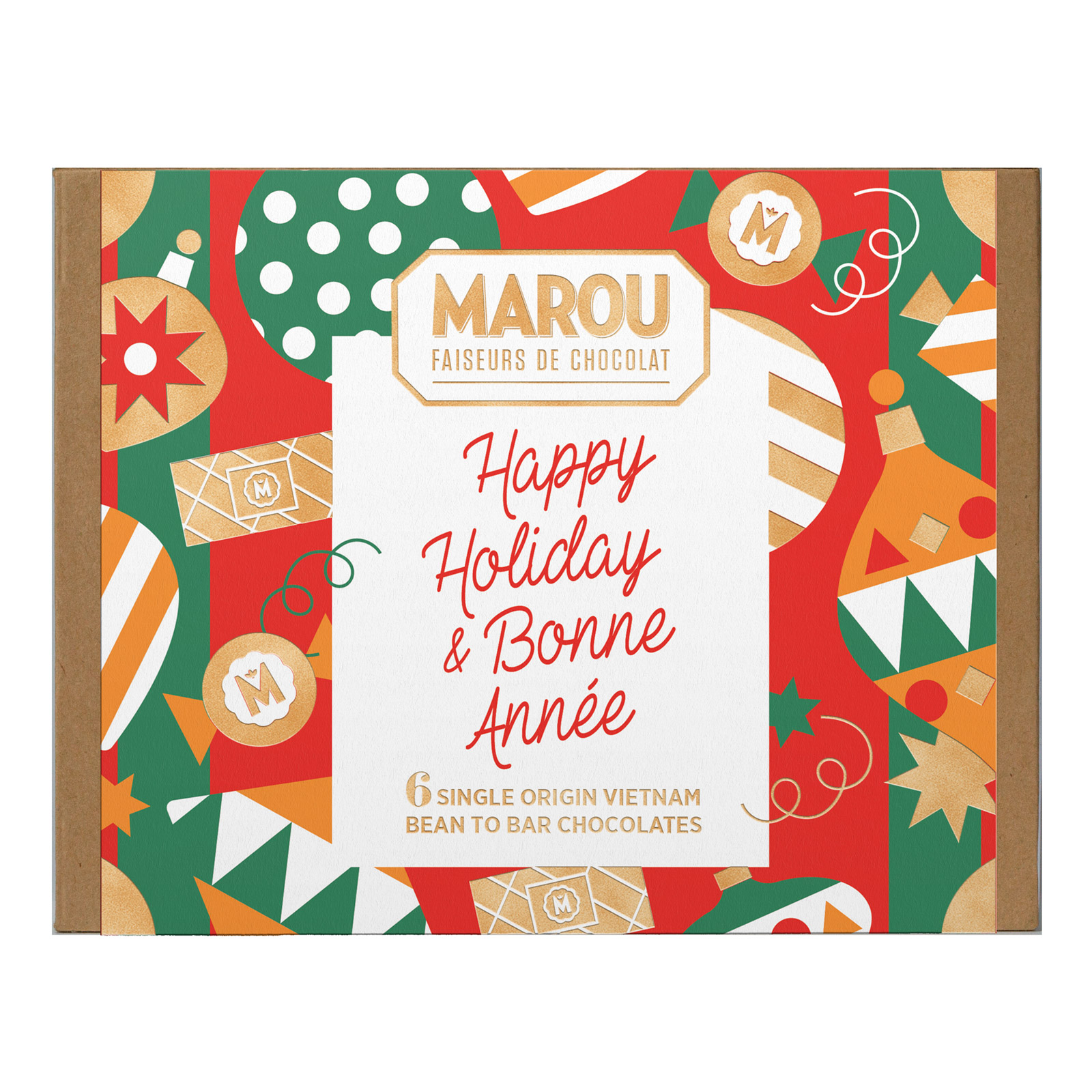 Juligt presentpaket med mörk choklad (6x24 g)