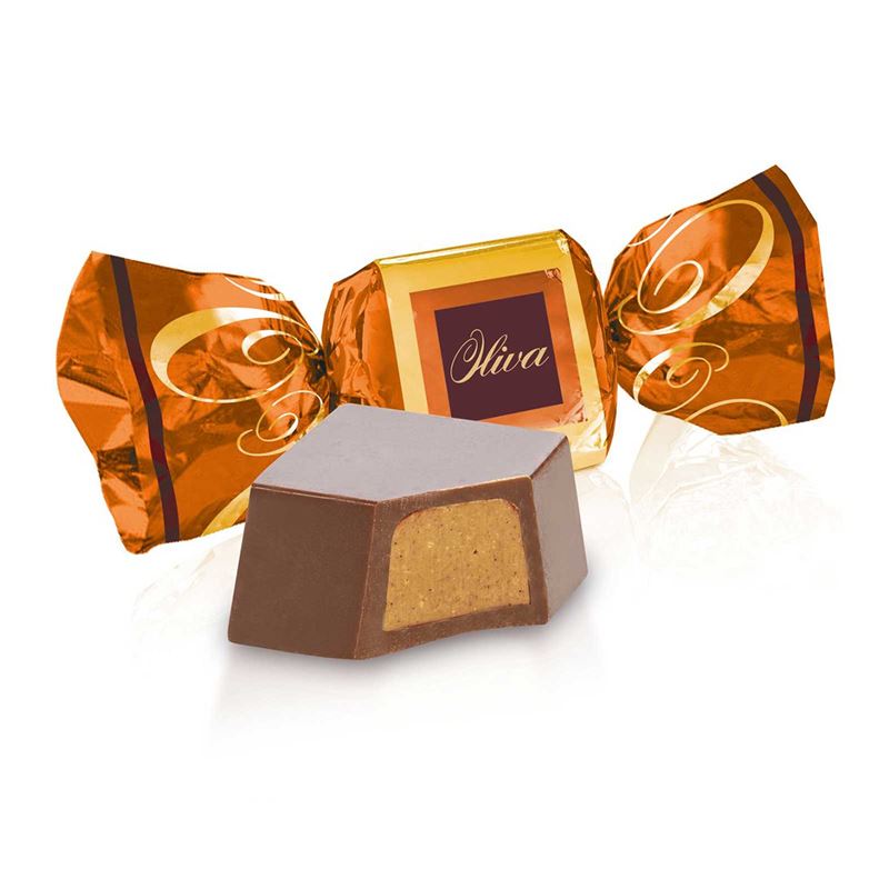 Mjölkchokladpralin med karamellfyllning