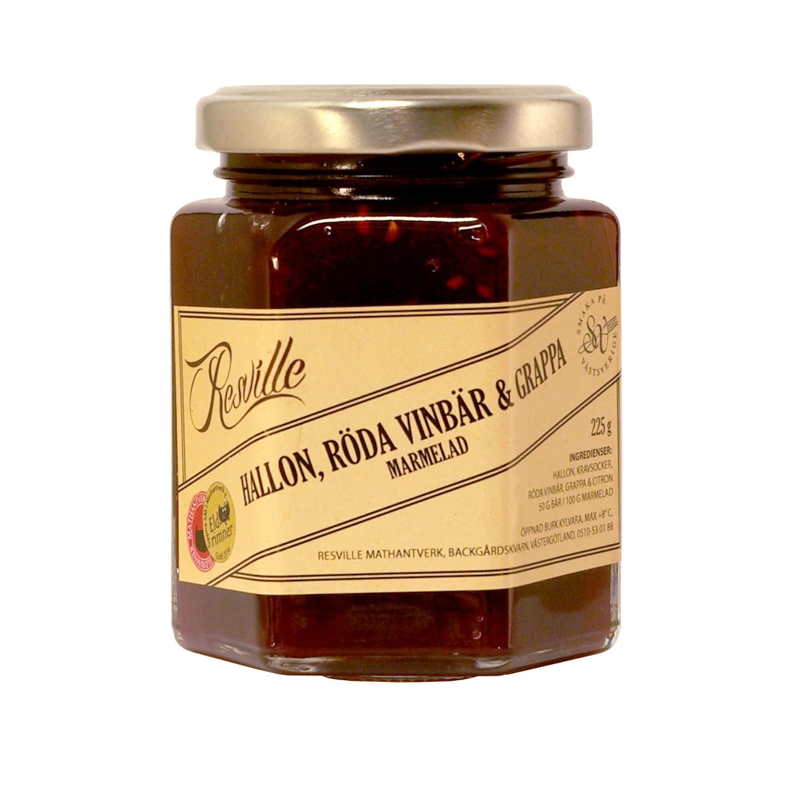 Hallon, röda vinbär och grappamarmelad