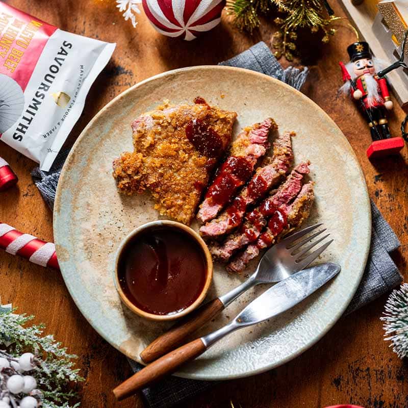 Chipsgratinerad oxstek med rödvinssky