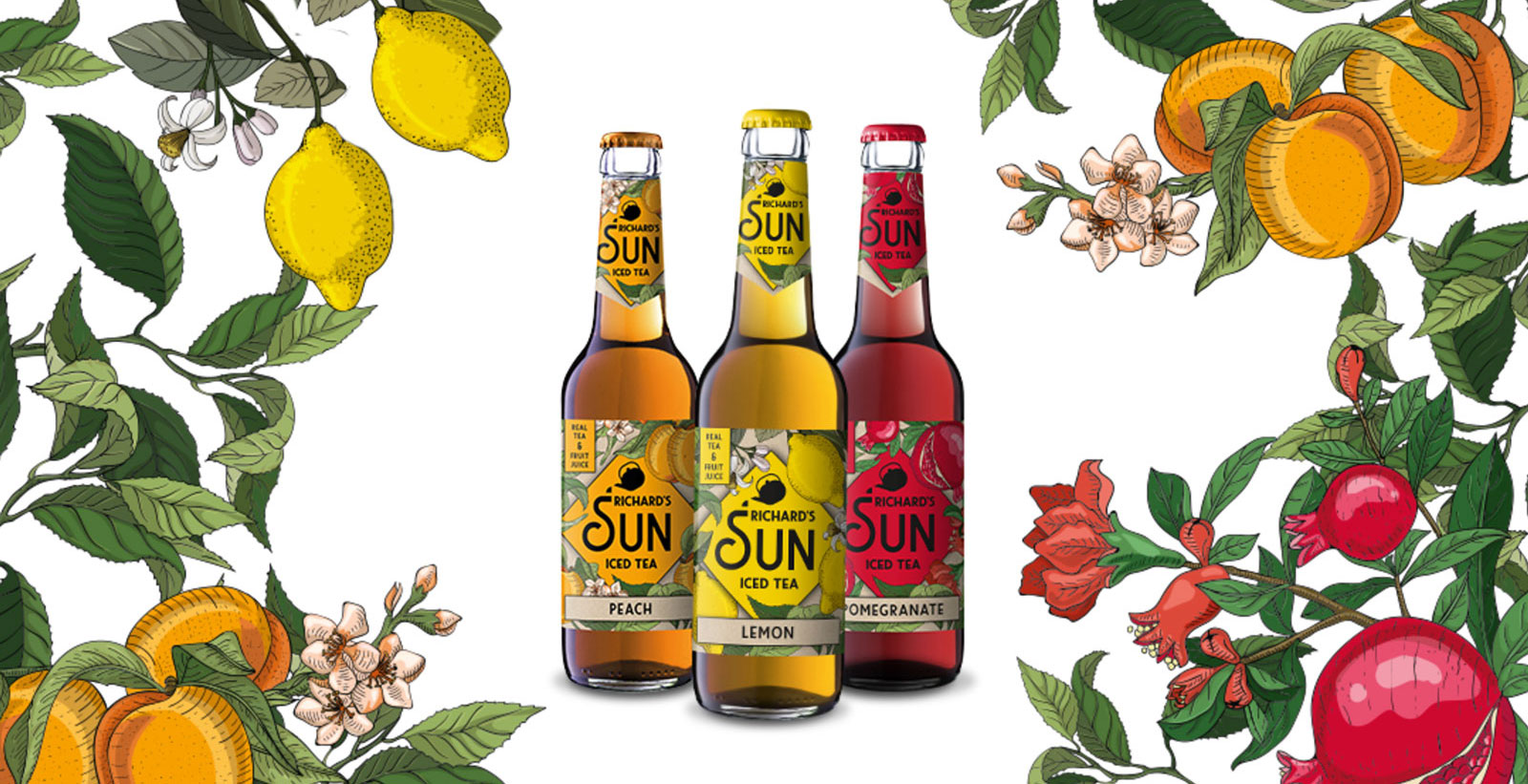 Iste med citron, persika och granatäpple