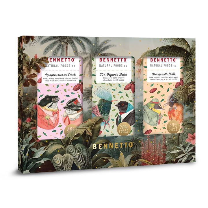 Bild på Presentask fruktchoklad - hallon/70%/apelsin & chili